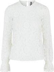 Pieces Dames 17113286 LOLLI LS LACE TOP D2D Cloud Dancer - Maat XS