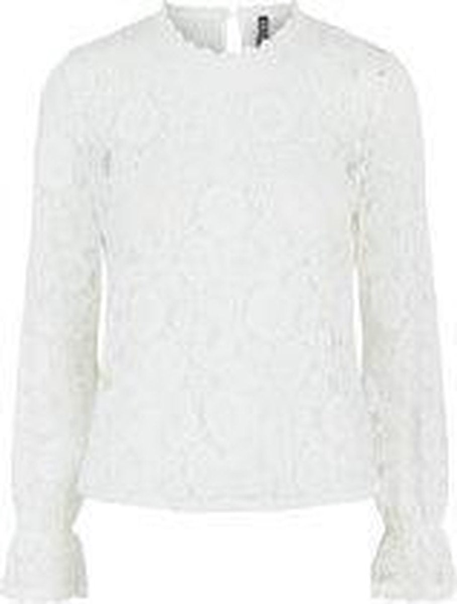 Pieces Dames 17113286 LOLLI LS LACE TOP D2D Cloud Dancer - Maat XS