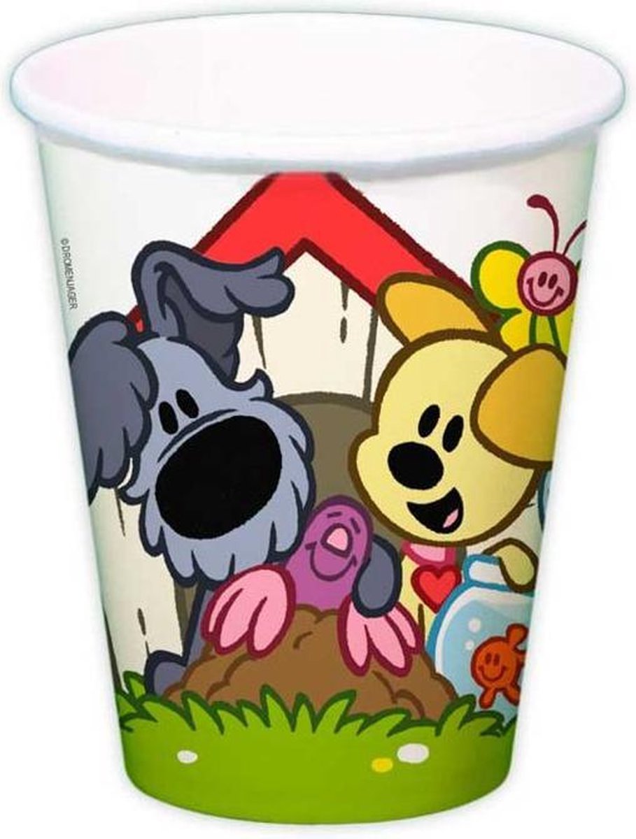 Woezel en Pip kartonnen bekers (8x) 250 ml bekertjes drinkbekers wegwerp papieren