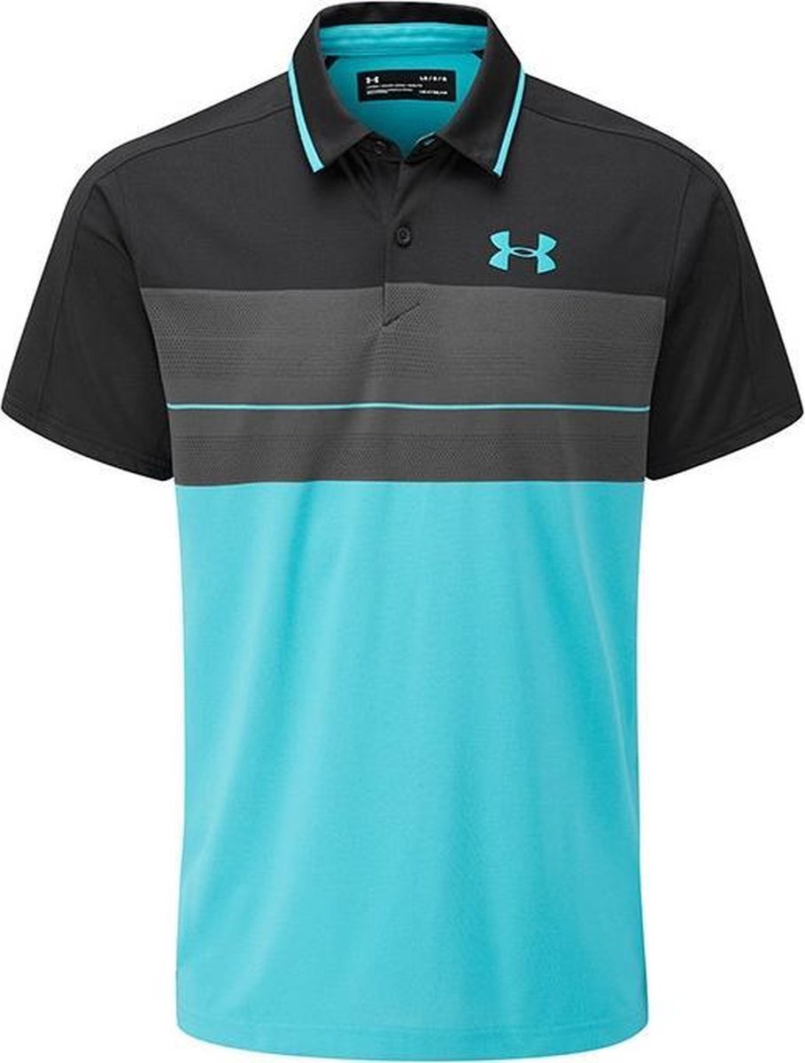 UA Vanish Chest Stripe Polo-Black / Jet Gray - Mannen maat: M    heren > golf kleding > polo