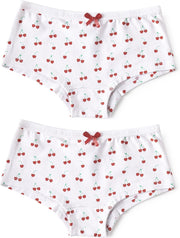 Little Label - meisjes - onderbroek - 2 stuks - kersjes - maat 122/128 - bio-katoen