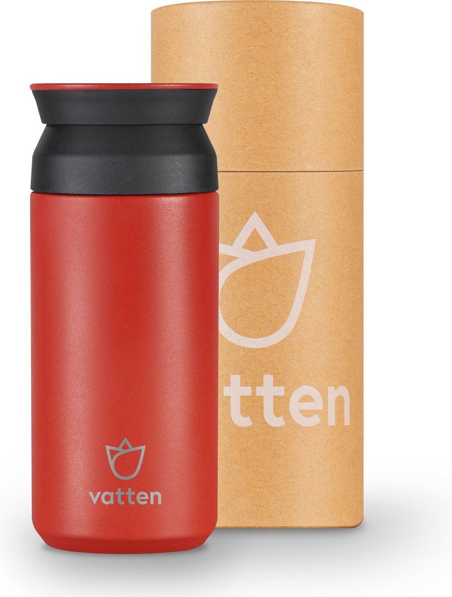Vatten® Premium RVS Thermosbeker - Rood - 350ml - Koffiebeker To Go - Theebeker