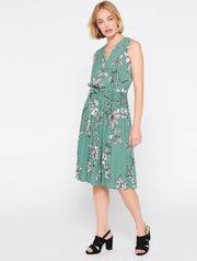 Midi jurk met bloemenprint - Turquoise