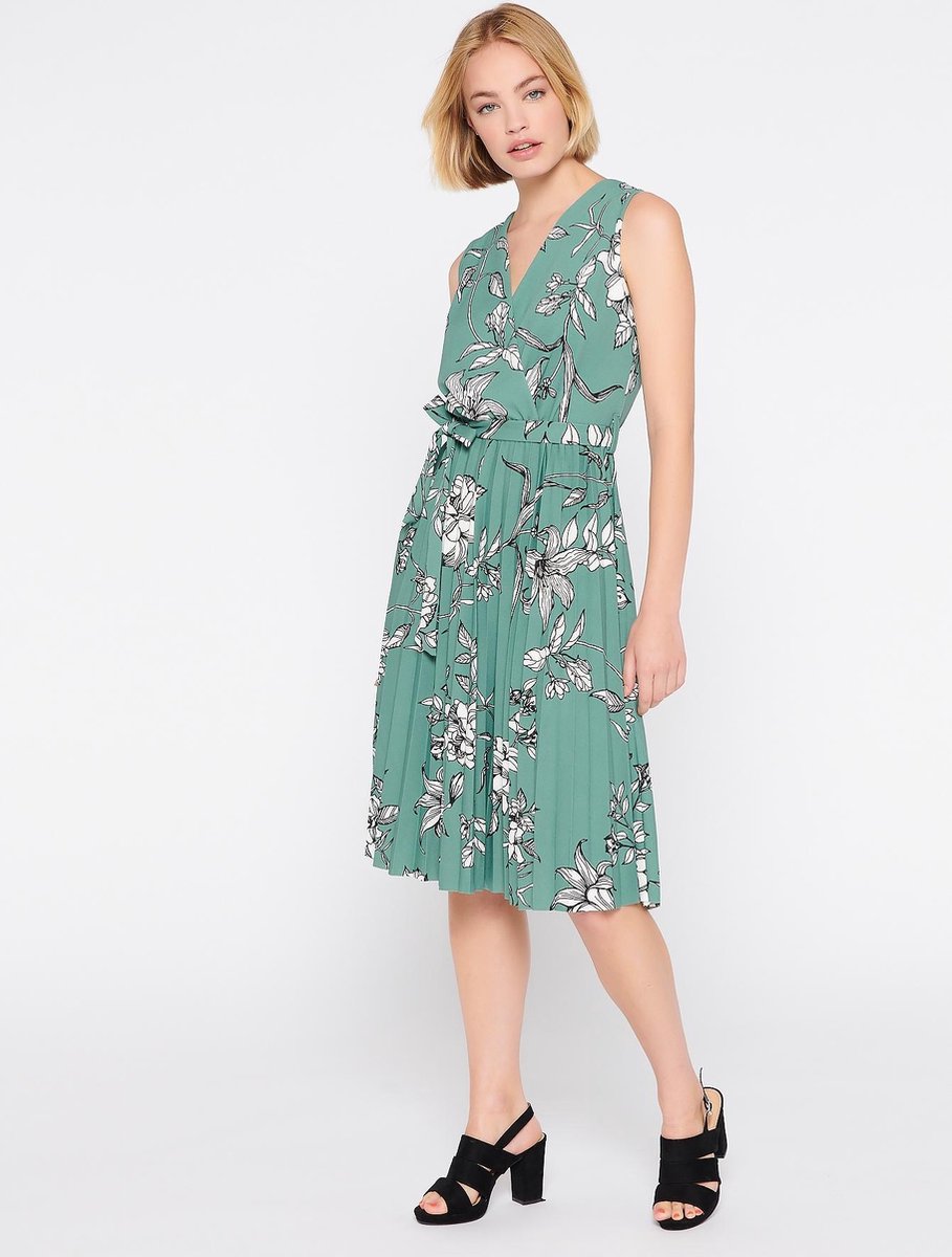 Midi jurk met bloemenprint - Turquoise
