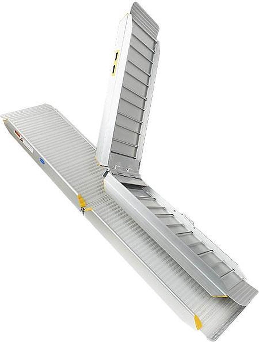 Datona® - Oprijplaat aluminium - inklapbaar - 240 cm oprijgoot rijplaat