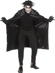 Dracula cape dubbel met kraag zwart one size