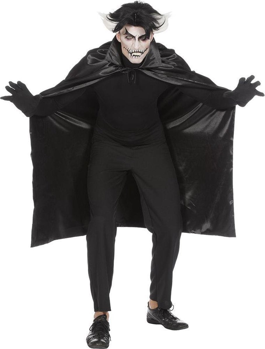 Dracula cape dubbel met kraag zwart one size