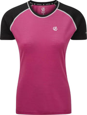 Dare 2b Fixate Sportshirt Dames - Zwart/Roze - Maat 42