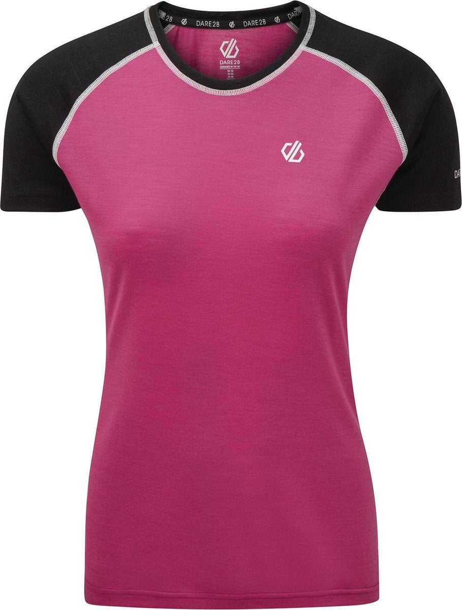 Dare 2b Fixate Sportshirt Dames - Zwart/Roze - Maat 42