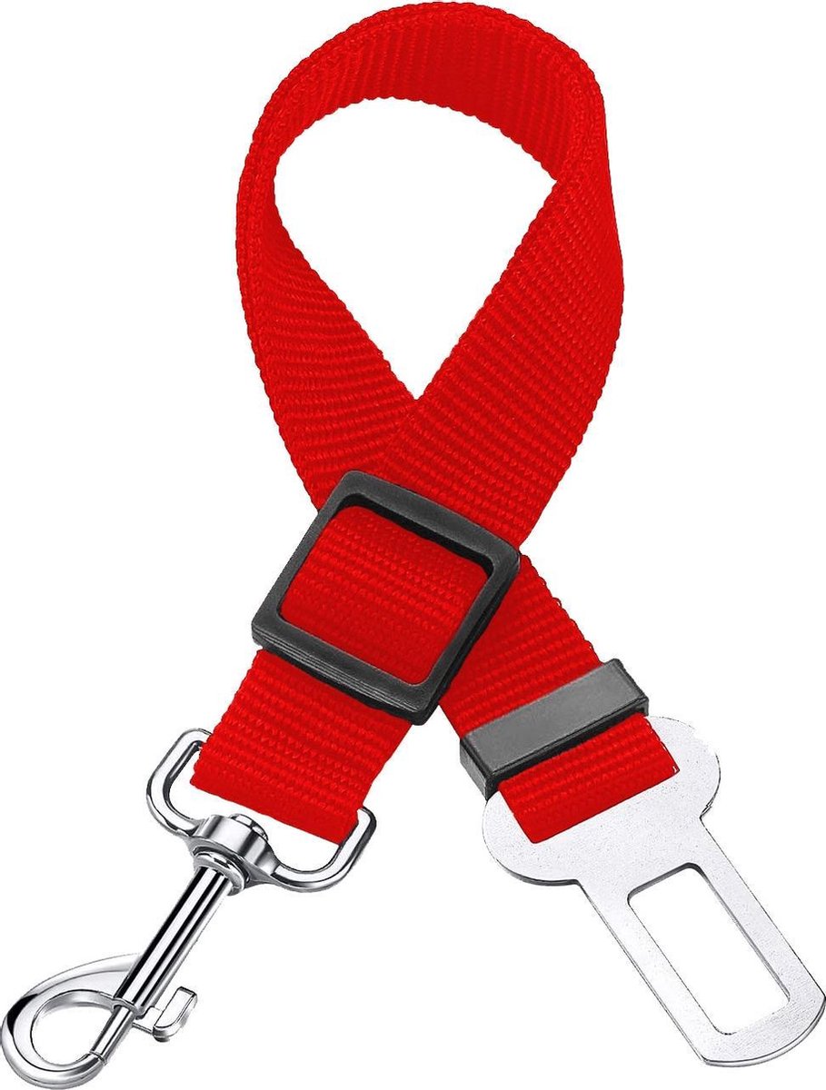 Hondenriem Autogordel Hondentuig Hondengordel Verstelbaar - Rood