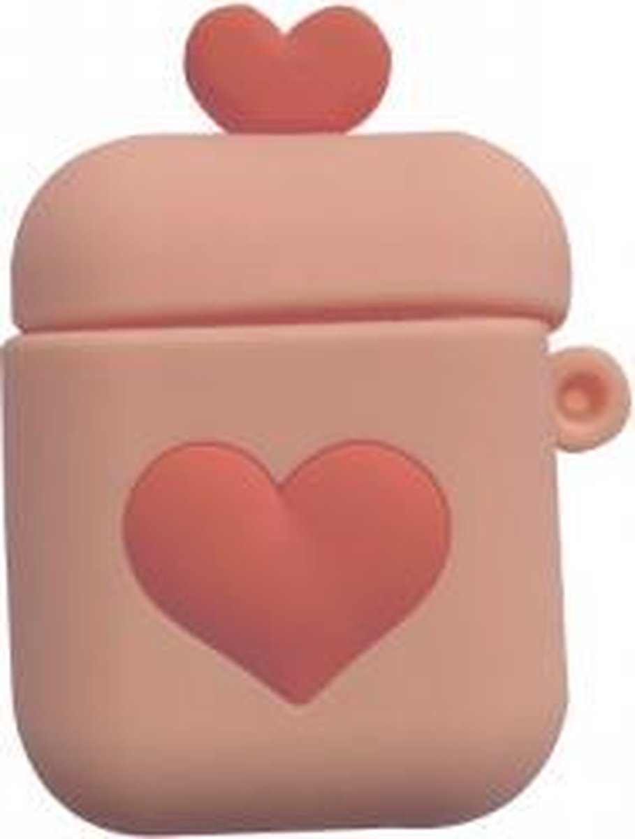Hidzo Hoes voor Apple's Airpods 1/2 - Hartje - Licht Roze - Siliconen