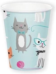 8x Katten/poezen thema bekertjes - 250 ml - wegwerpbekertjes