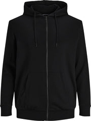 JACK&JONES PLUS JJEBASIC SWEAT ZIP HOOD NOOS PS - Black - Mannen - Maat 4XL