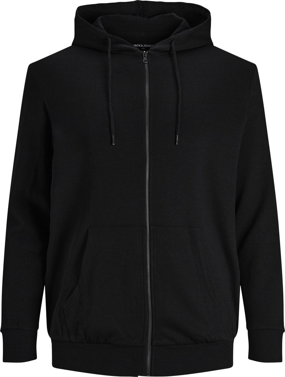 JACK&JONES PLUS JJEBASIC SWEAT ZIP HOOD NOOS PS - Black - Mannen - Maat 4XL