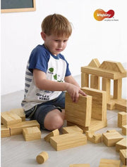 Zachte houten bouwstenen 56 stuks