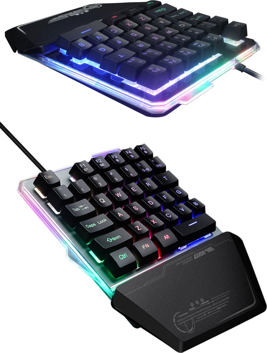 Toetsenbord gaming - Qwerty keyboard - Met ledverlichting en usb - Handige keypad