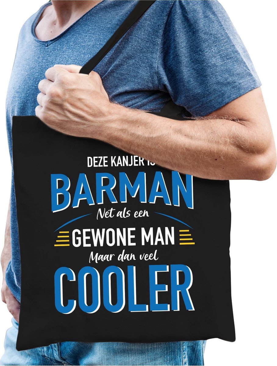 Deze kanjer is Barman cadeau tasje zwart voor heren - verjaardag / Vaderdag - cadeau tasje