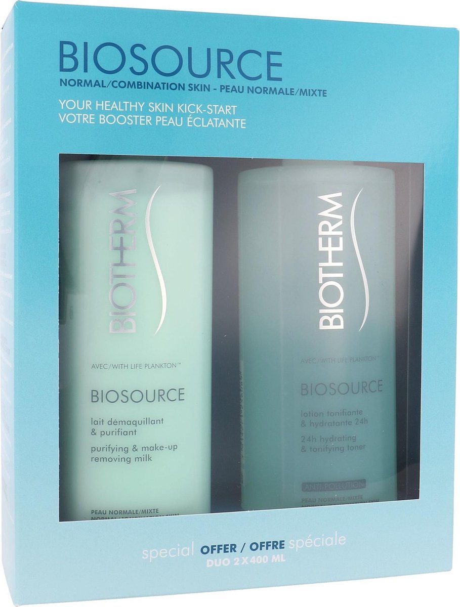 Biotherm Biosource Geschenkset für normale Haut 400 ml Hydrating and Tonifying Toner + 400 ml Make-up Entferner