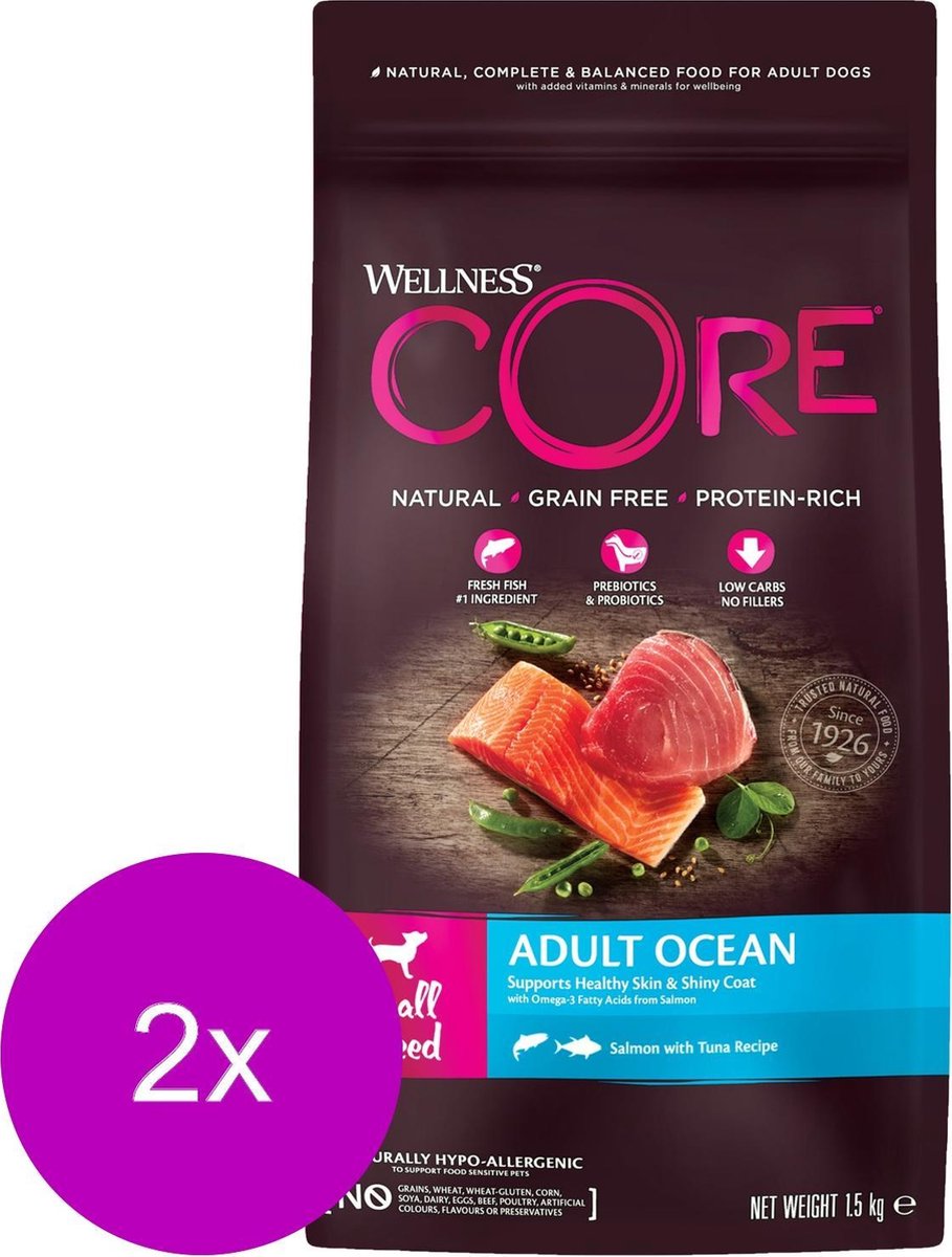 Wellness Core Grain Free Dog Small Breed 1.5 kg - Hondenvoer - 2 x Zalm