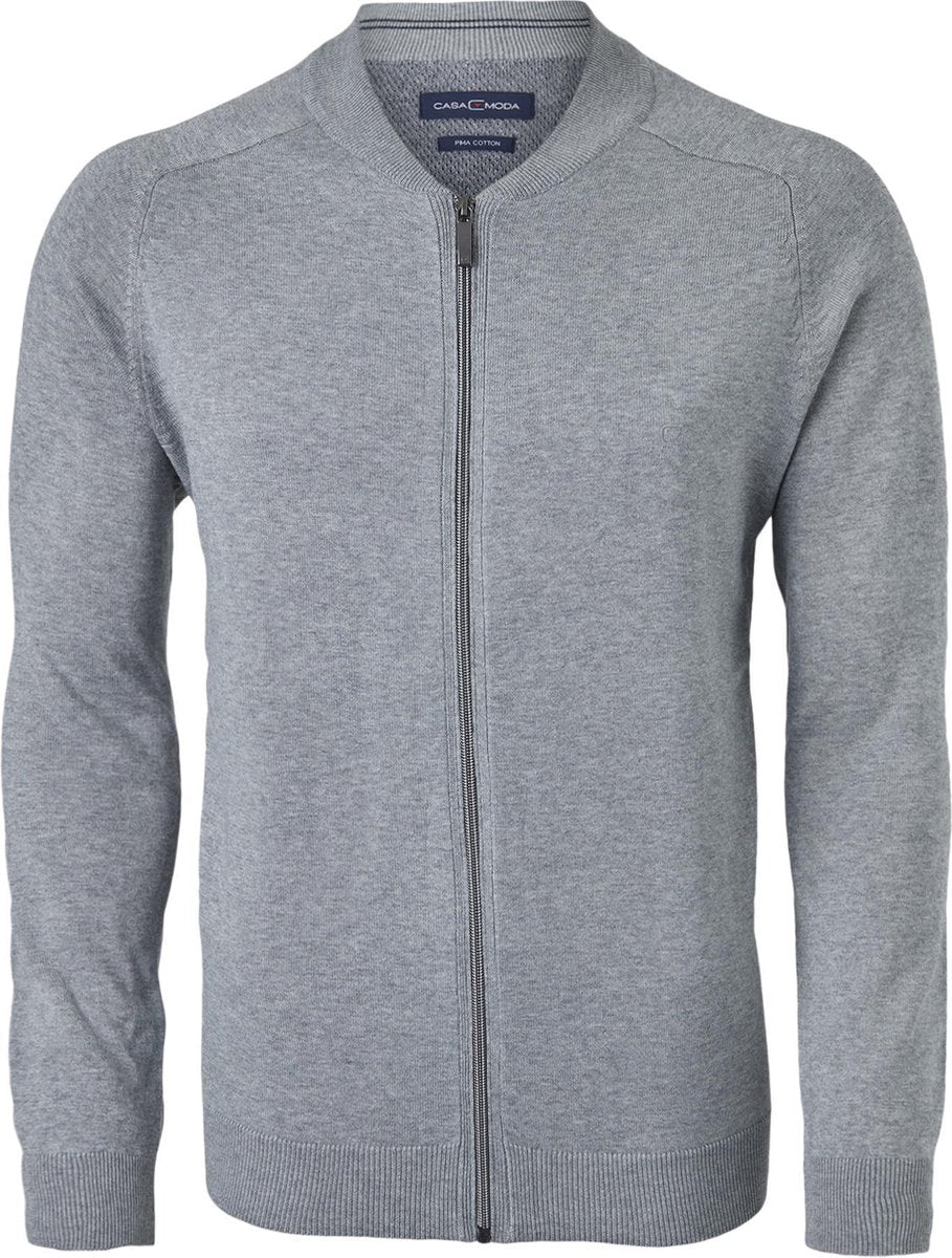 CASA MODA heren vest katoen - met rits - grijs -  Maat: 6XL