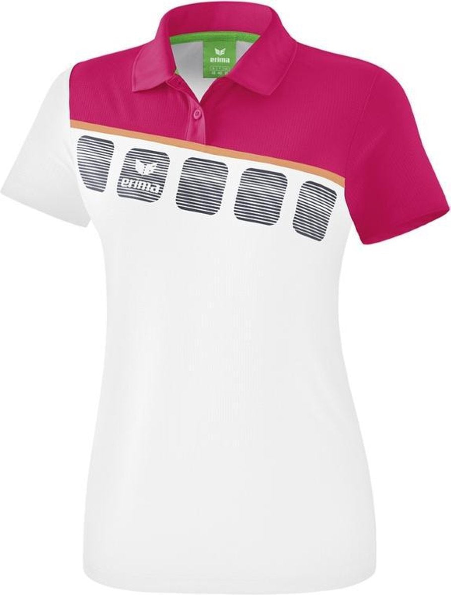 Erima Teamline 5-C Polo Meisjes Wit-Love Rose-Peach Maat 152
