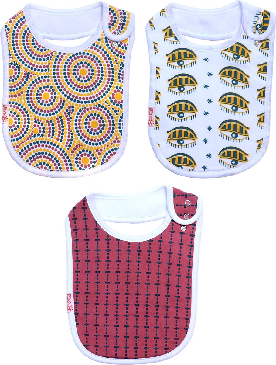 KliederZ hippe baby slabbetjes meisjes | 3 eet slabbers | slabben t/m 3 jr FB03a