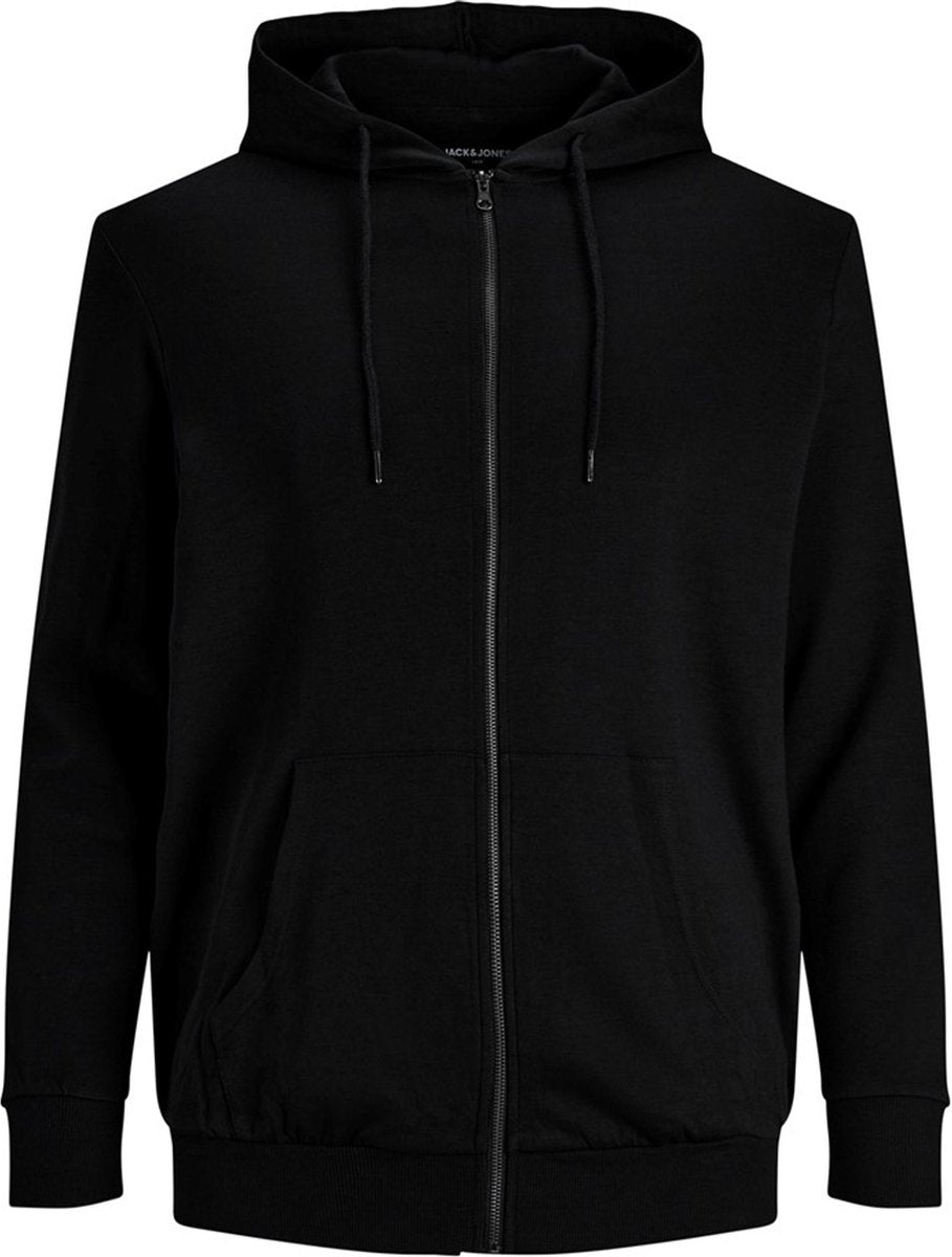 JACK & JONES sweatvest katoen - met capuchon - zwart -  Maat: 4XL