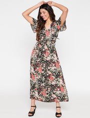 Recycled polyester jurk met bloemen - Veelkleurig