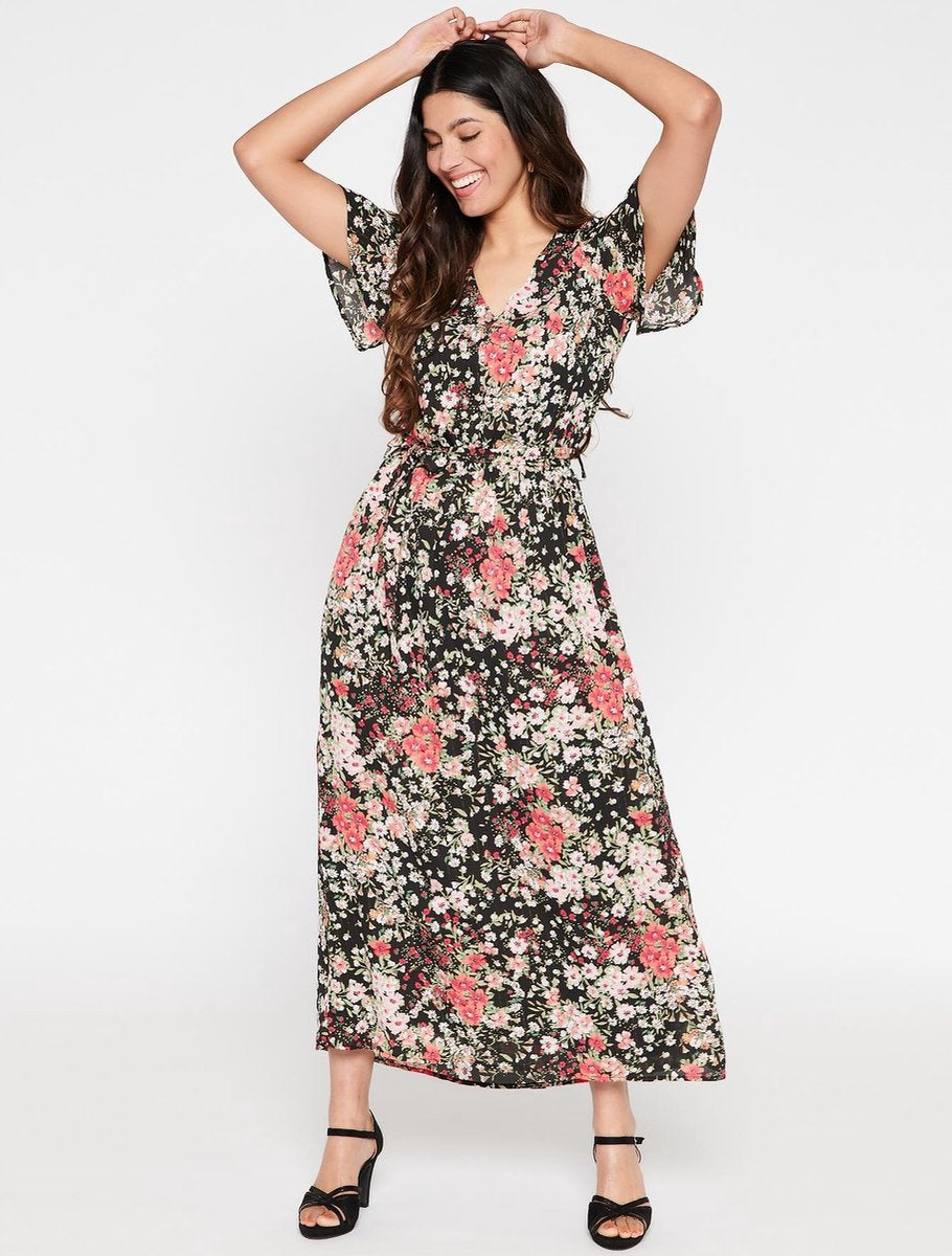 Recycled polyester jurk met bloemen - Veelkleurig