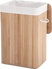 Nancy's Bamboe Wasmand Met 1 Vak - 72L - Wasmanden - Wasmanden Met Deksel - Bruin - 40 x 30 x 60 cm