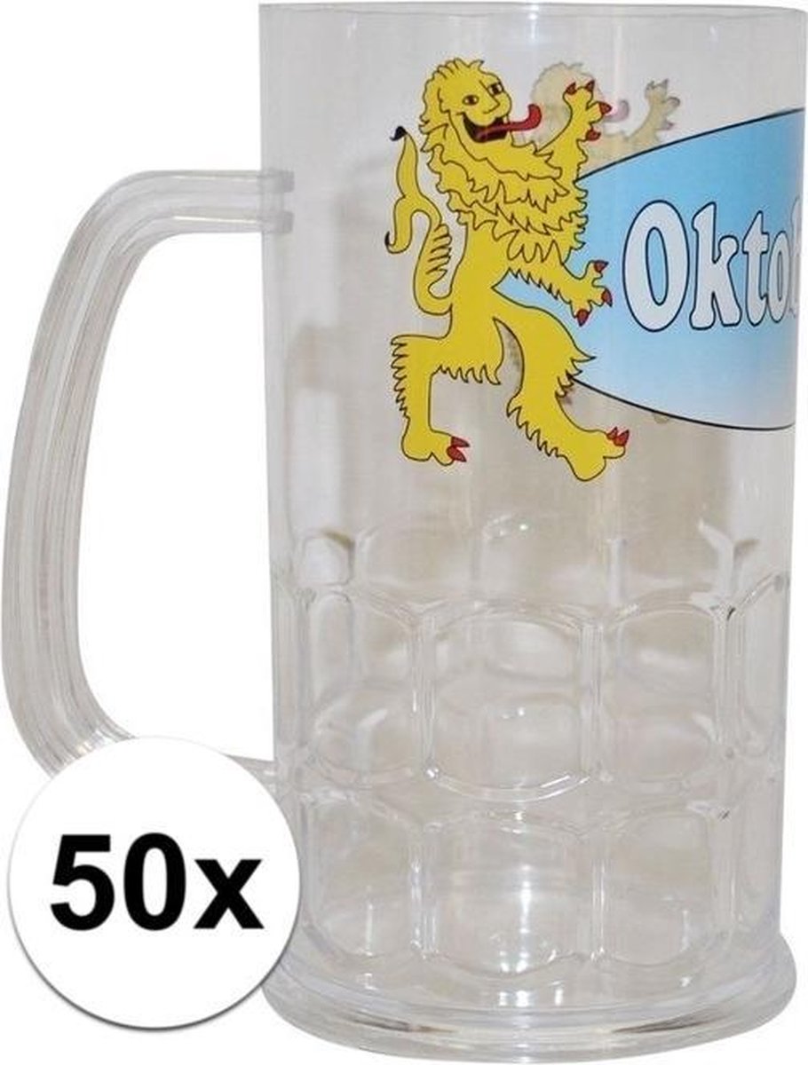 50x stuks Oktoberfest bierpullen van 14 cm