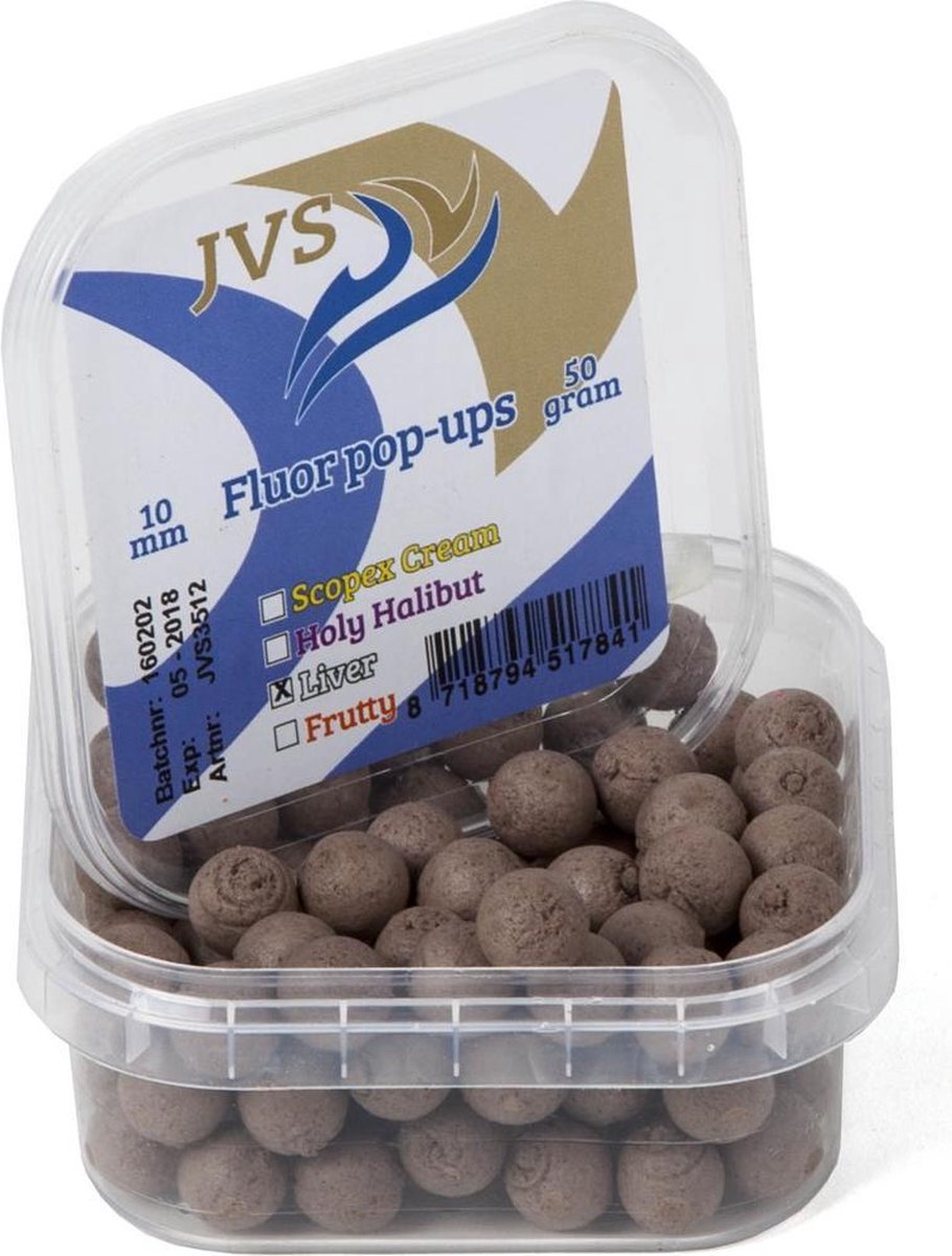 JVS Liver - Fluor Pop-Up Boilie - 10mm - 50g - Bruin