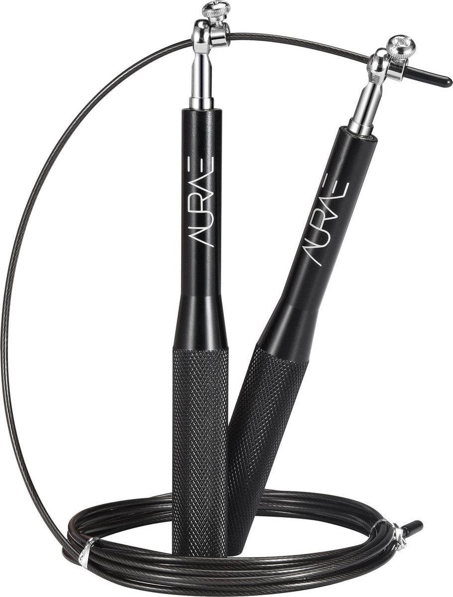 Fitness Springtouw met Extra Grip Speed Rope Sport Incl. Gratis Opbergtas - Professioneel Verstelbaar Sport Springtouw voor Volwassenen -  Crossfit - Skipping Rope - Jump Rope - Aluminium - Zwart