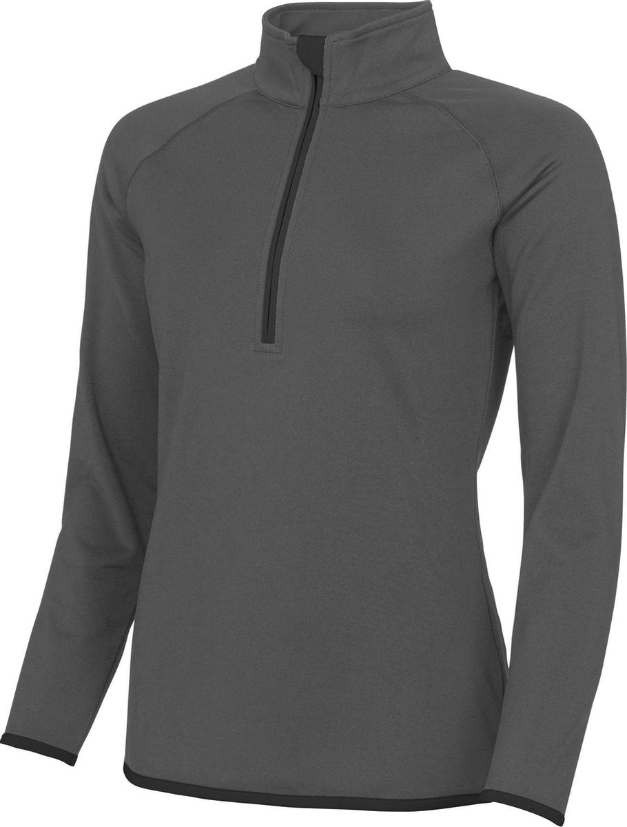 Awdis Gewoon Cool Womens/Ladies Half Zip Sweatshirt (Houtskool/Straalzwart)