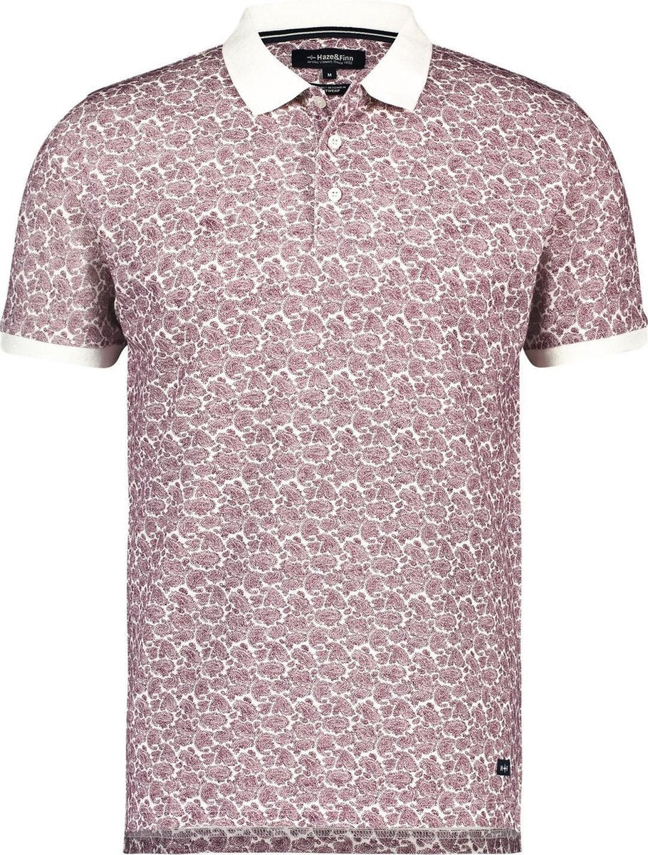 Haze&Finn Polo Korte Mouw Print Wit (MC13-0302 - StonePaisley)