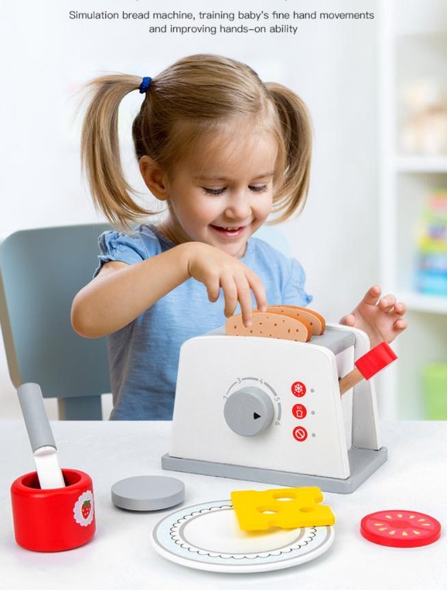 Acarebanny houten Speelgoedbroodrooster met accessoires - Broodrooster voor kinderen - Speelgoedkeukenaccessoireset
