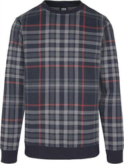 Urban Classics Crewneck sweater/trui -M- Check Blauw/Rood