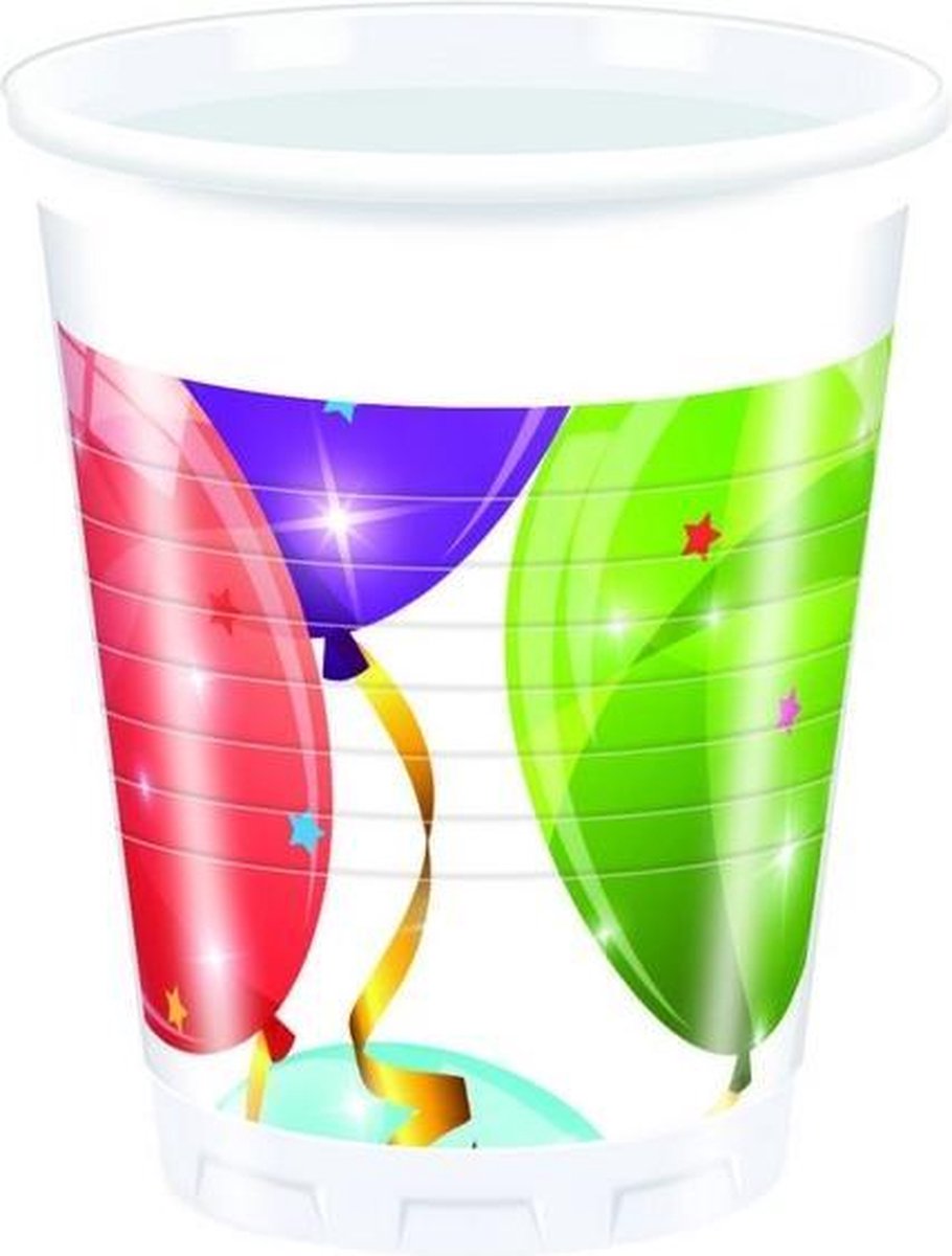 Procos Feestbekers Ballonnen 200 Ml 8 Stuks Wit