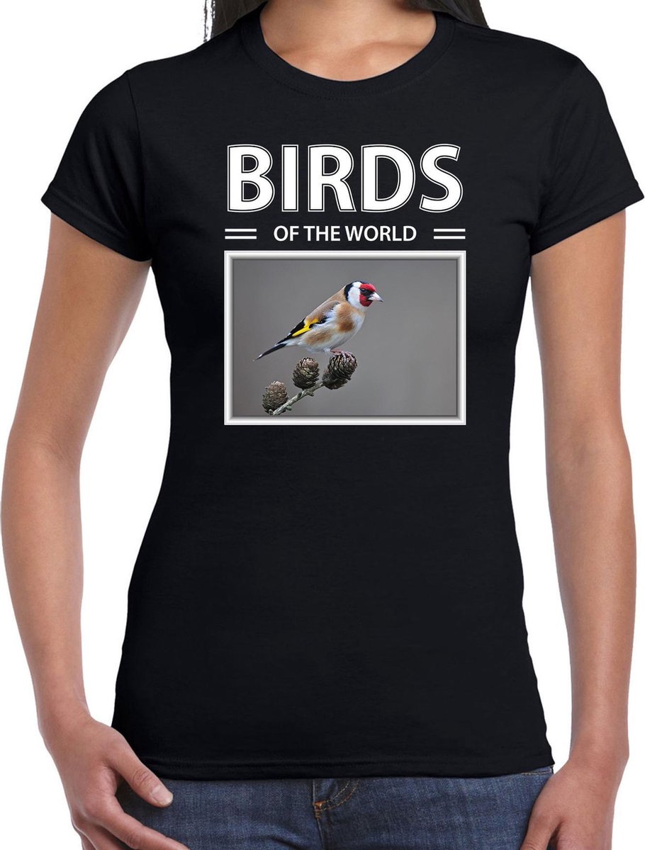 Dieren foto t-shirt Putter vogel - zwart - dames - birds of the world - cadeau shirt Putters liefhebber XS