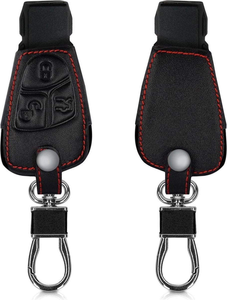 kwmobile autosleutelhoes voor Mercedes Benz 2-3-knops autosleutel - Beschermhoes van imitatieleer in zwart