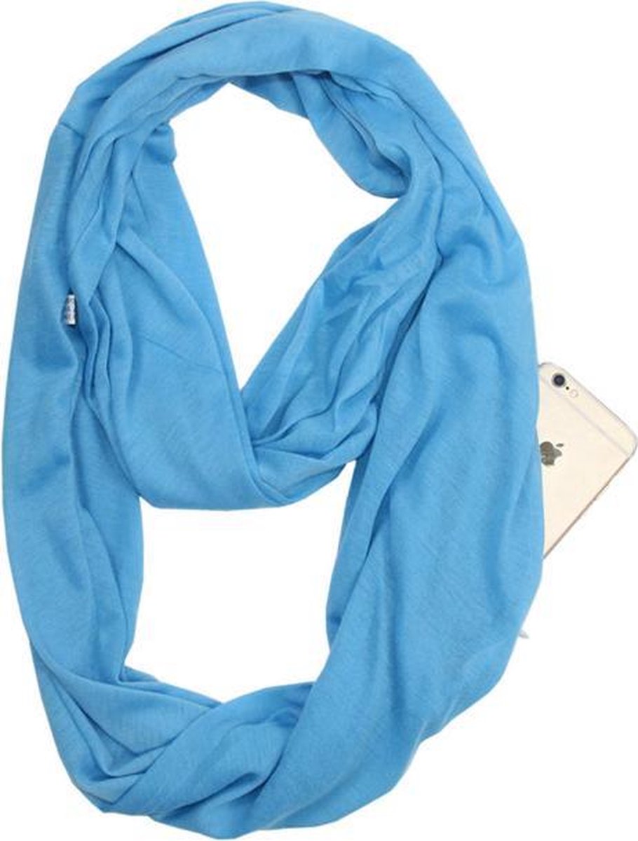 HBKS Sjaal met Zakken - Met Ritssluiting - Sjaal Dames Winter - Sjaals Heren - Blauw