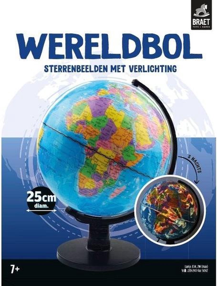 Wereldbol Sterrenbeelden diam 25cm verlicht