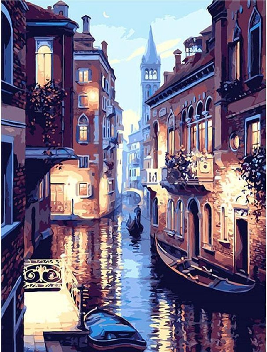 Venetië - Schilderen op nummer - verven op nummer - kleuren op nummer - hobby pakket - paint by number - hobbypakket - 50x40cm - los canvasdoek