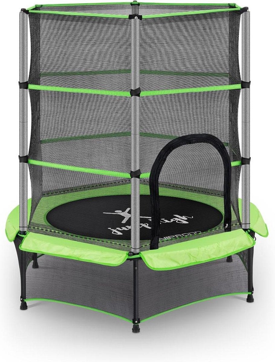 Uniprodo Kindertrampoline - met veiligheidsnet - 140 cm - 50 kg - groen