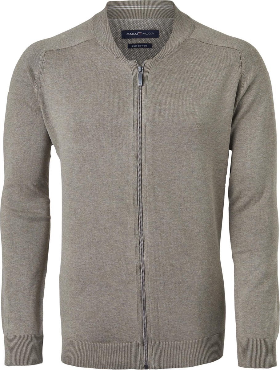 CASA MODA heren vest katoen - met rits - kaki -  Maat: 5XL