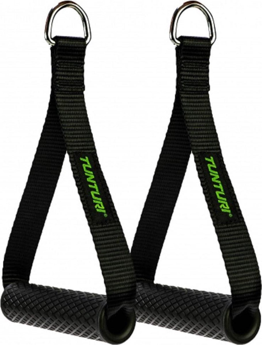 Tunturi Strap handle - cable handles met D-ring - per paar - Zwart