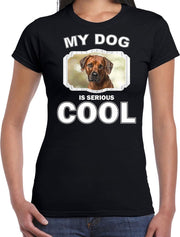 Pronkruggen honden t-shirt my dog is serious cool zwart - dames - Rhodesische pronkrug  liefhebber cadeau shirt L
