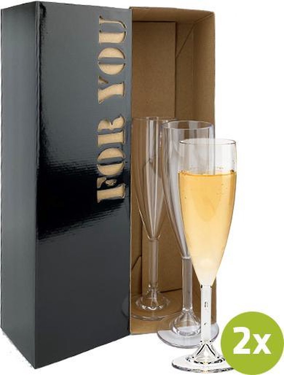 2x Champagneglas Givet 19cl cadeauset | Onbreekbare kunststof / plastic drinkglazen
