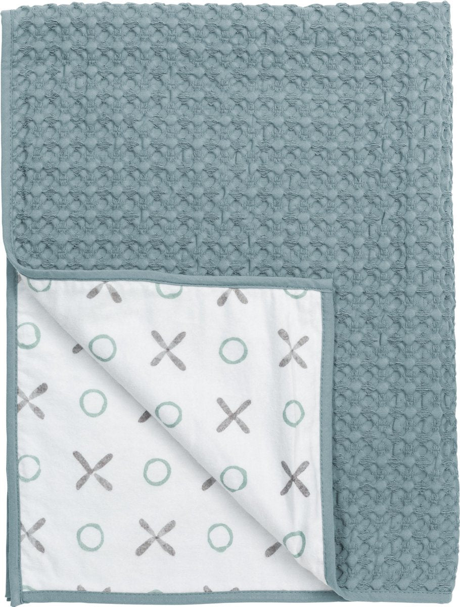 Meyco XO wiegdeken - 75x100 cm - Grijs/Stone green