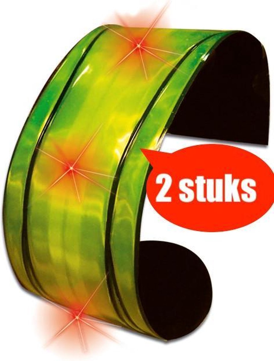 Safeways EN13356 HiViz 3 LED Reflecterende Armband - 23cm - Fluo geel